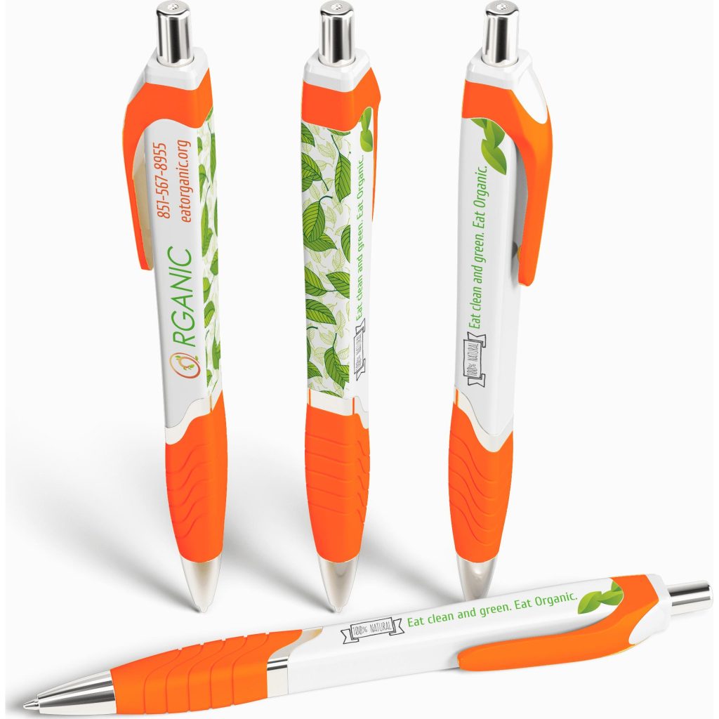 Printed Squared Tropical Pens - Promotional Pens Singapore - Gifts VV Free Shipping 客製 - Promotional Pens Singapore - Gifts VV White / Orange Squared Tropical Pen
