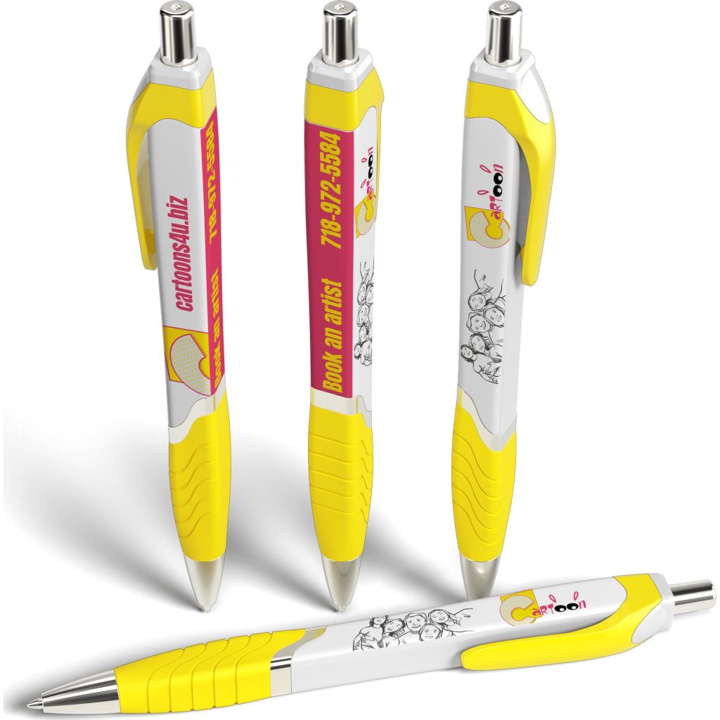 Printed Squared Tropical Pens - Promotional Pens Singapore - Gifts VV Free Shipping 客製 - Promotional Pens Singapore - Gifts VV White / Yellow Squared Tropical Pen