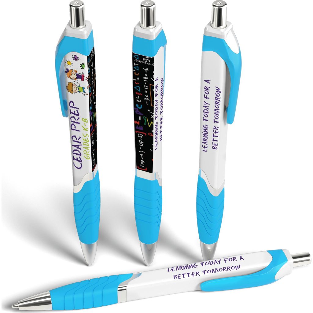 Printed Squared Tropical Pens - Promotional Pens Singapore - Gifts VV Free Shipping 客製 - Promotional Pens Singapore - Gifts VV White / Light Blue Squared Tropical Pen