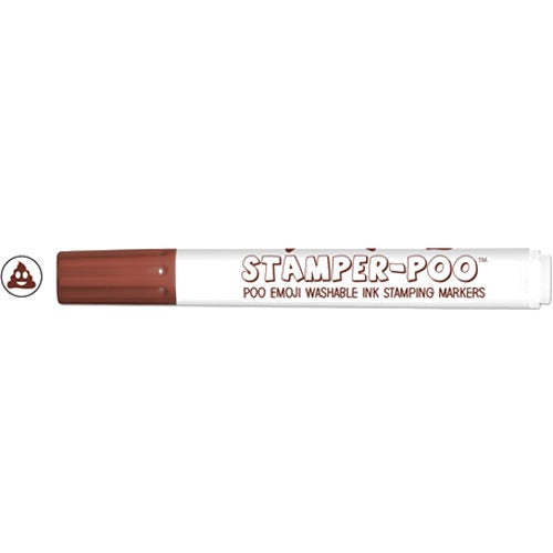White / Fluorescent Brown Stamper-Poo Poop Emoji Washable Ink Stamping Marker
