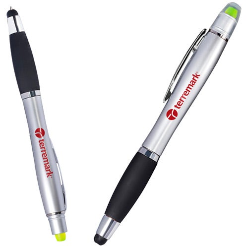 Customised Starlight Highlighter Stylus Pens - Promotional Pens Singapore - Gifts VV Available in 3 exciting item colors 客製 - Promotional Pens Singapore - Gifts VV Silver / Black Starlight Highlighter Stylus Pen