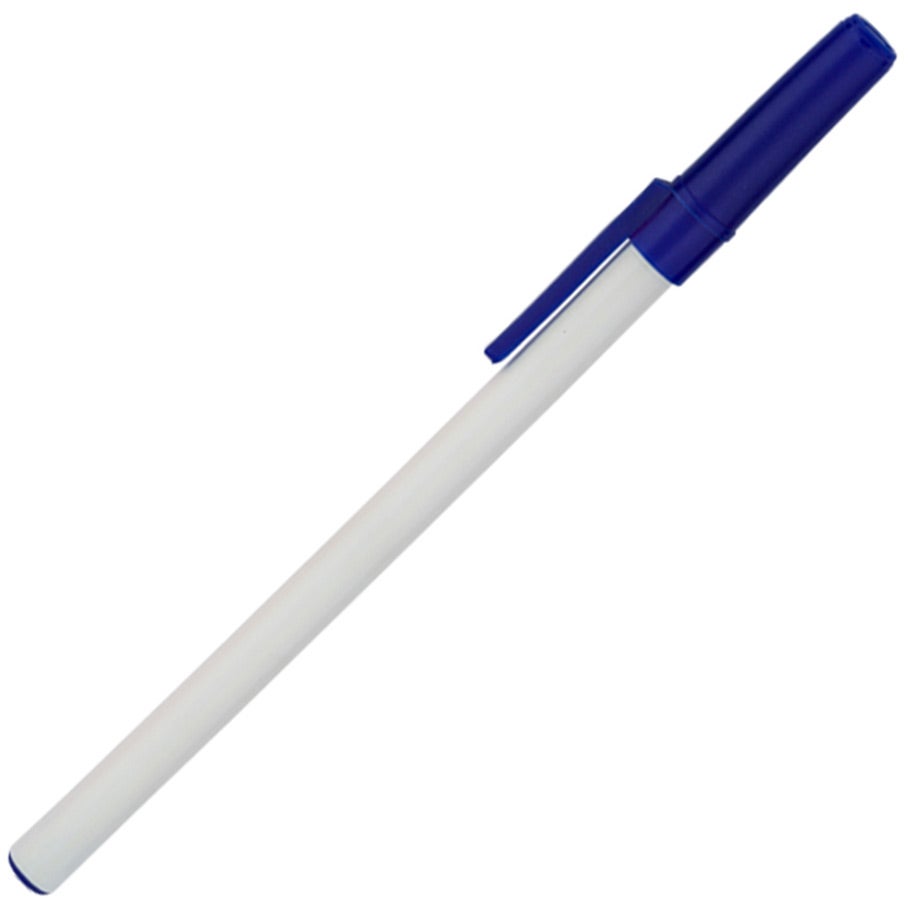 Promotional Stick Pens with Cap - Promotional Pens Singapore - Gifts VV Free Shipping 客製 - Promotional Pens Singapore - Gifts VV White / Blue Stick Pen with Cap
