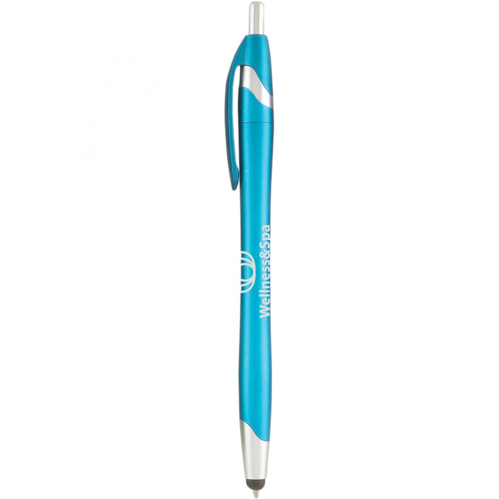 Aqua Stratus Metallic Pen with Stylus