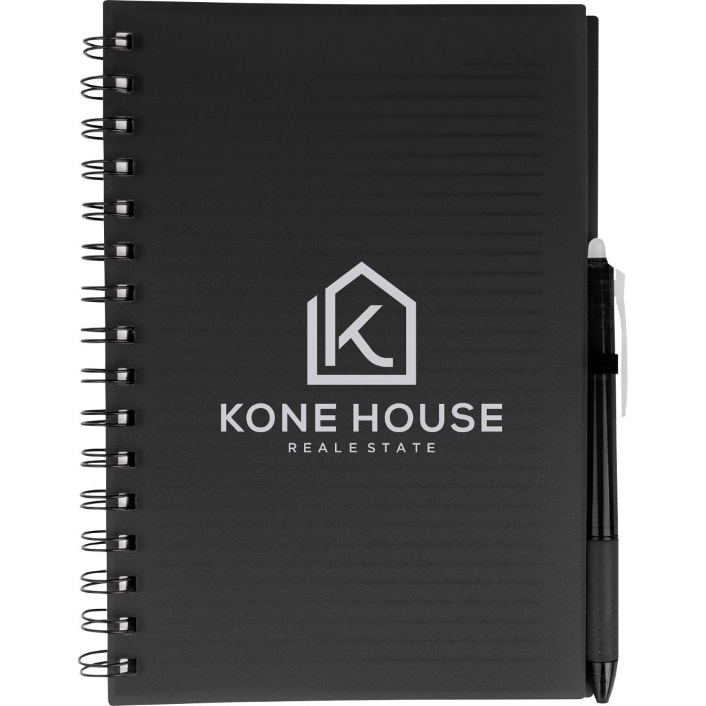 Promotional Take-Two Spiral Notebooks with Erasable Pen - Promotional Pens Singapore - Gifts VV Available in 3 exciting item colors 客製 - Promotional Pens Singapore - Gifts VV Black Take-Two Spiral Notebook with Erasable Pen