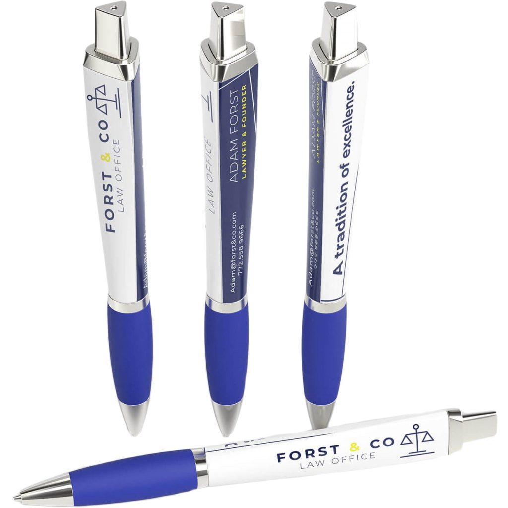 Printed The Click Performance Pens - Promotional Pens Singapore - Gifts VV Free Shipping 客製 - Promotional Pens Singapore - Gifts VV White / Silver / Blue The Click Performance Pen