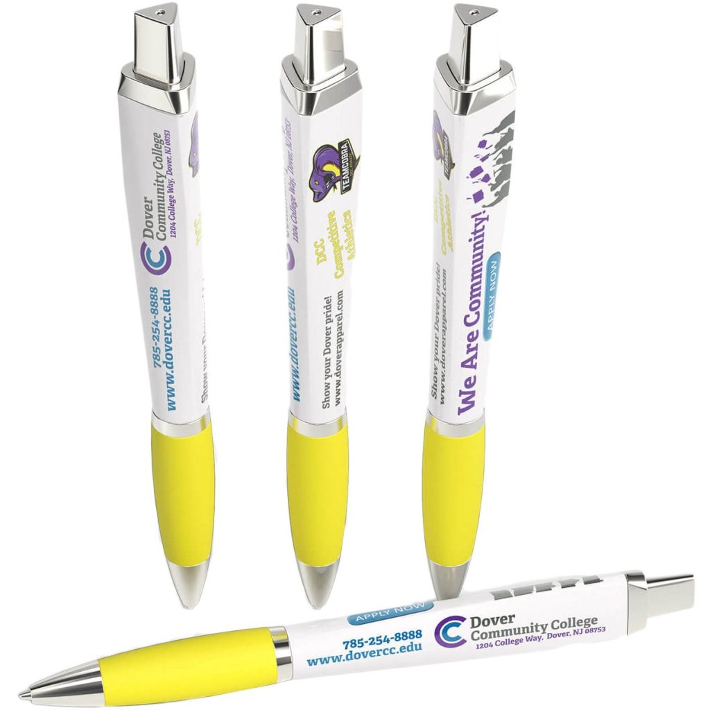 Printed The Click Performance Pens - Promotional Pens Singapore - Gifts VV Free Shipping 客製 - Promotional Pens Singapore - Gifts VV White / Silver / Yellow The Click Performance Pen
