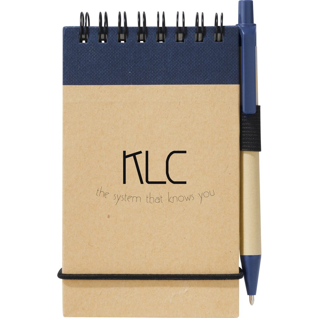 Promotional Recycled Notes and Pens - Promotional Pens Singapore - Gifts VV Available in 5 exciting item colors 客製 - Promotional Pens Singapore - Gifts VV Natural with Blue Trim Recycled Jotter and Pen