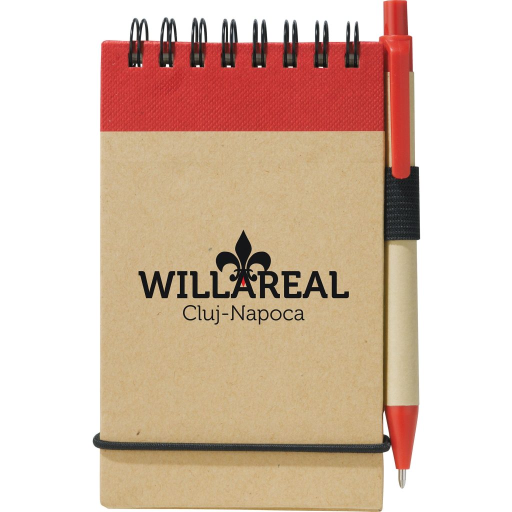 Promotional Recycled Notes and Pens - Promotional Pens Singapore - Gifts VV Available in 5 exciting item colors 客製 - Promotional Pens Singapore - Gifts VV Natural with Red Trim Recycled Jotter and Pen