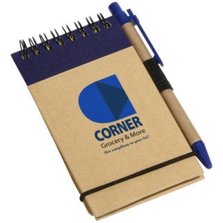 Blue / Tan Think Green Recycled Notepad And Pen