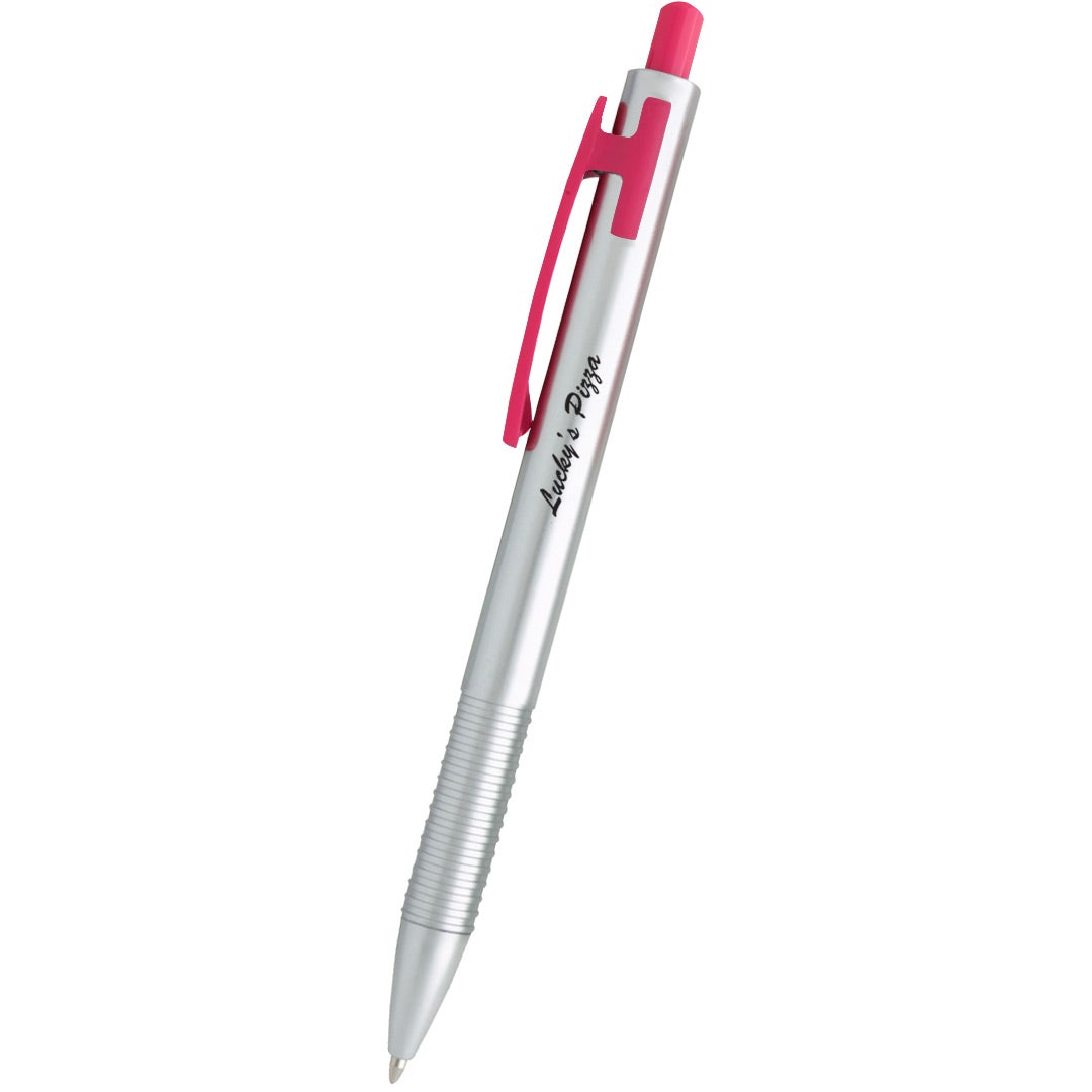Giveaway Threaded Grip Pens - Promotional Pens Singapore - Gifts VV Your design screen printed 客製 - Promotional Pens Singapore - Gifts VV Silver / Fuchsia Threaded Grip Pen