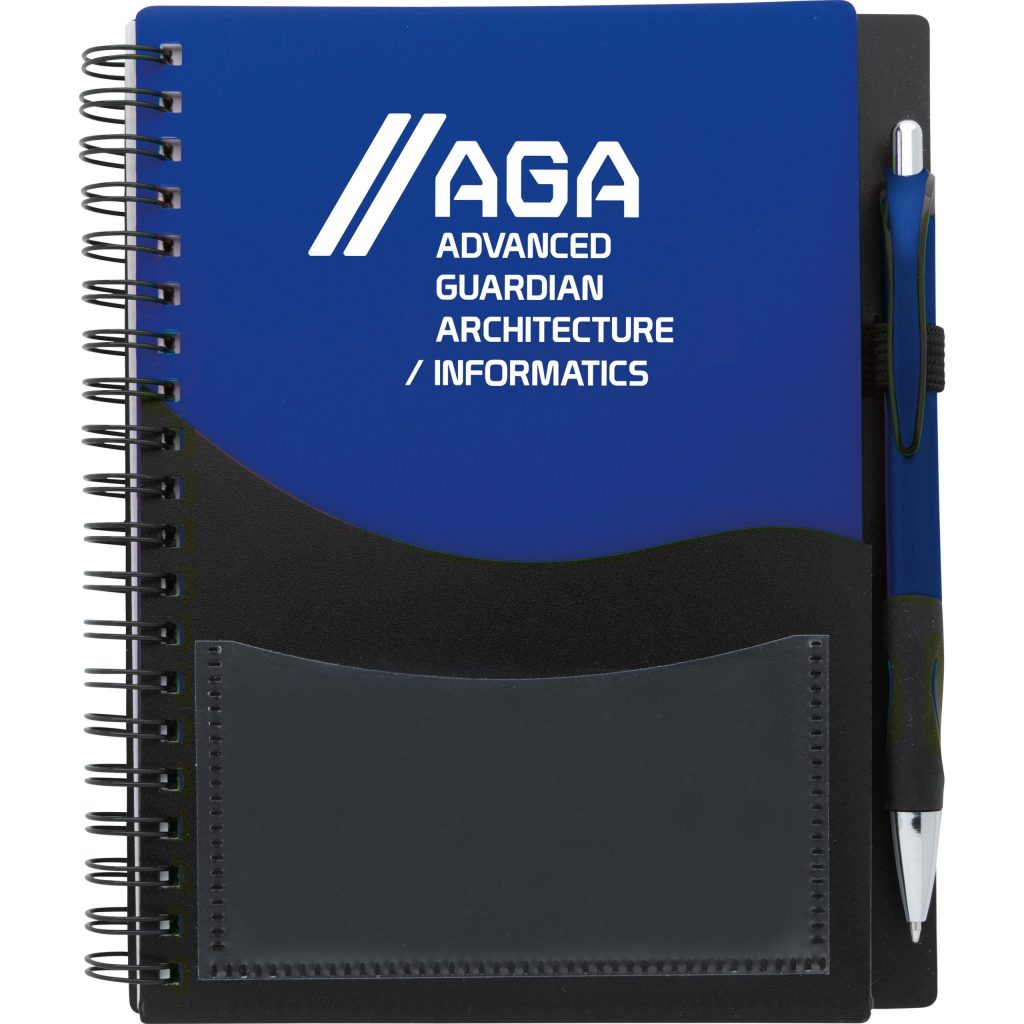 Logo Tide Pocket Notebooks with Tide Grip Pen - Promotional Pens Singapore - Gifts VV Available in 4 amazing item colors 客製 - Promotional Pens Singapore - Gifts VV Blue / Black Tide Pocket Notebook with Tide Grip Pen