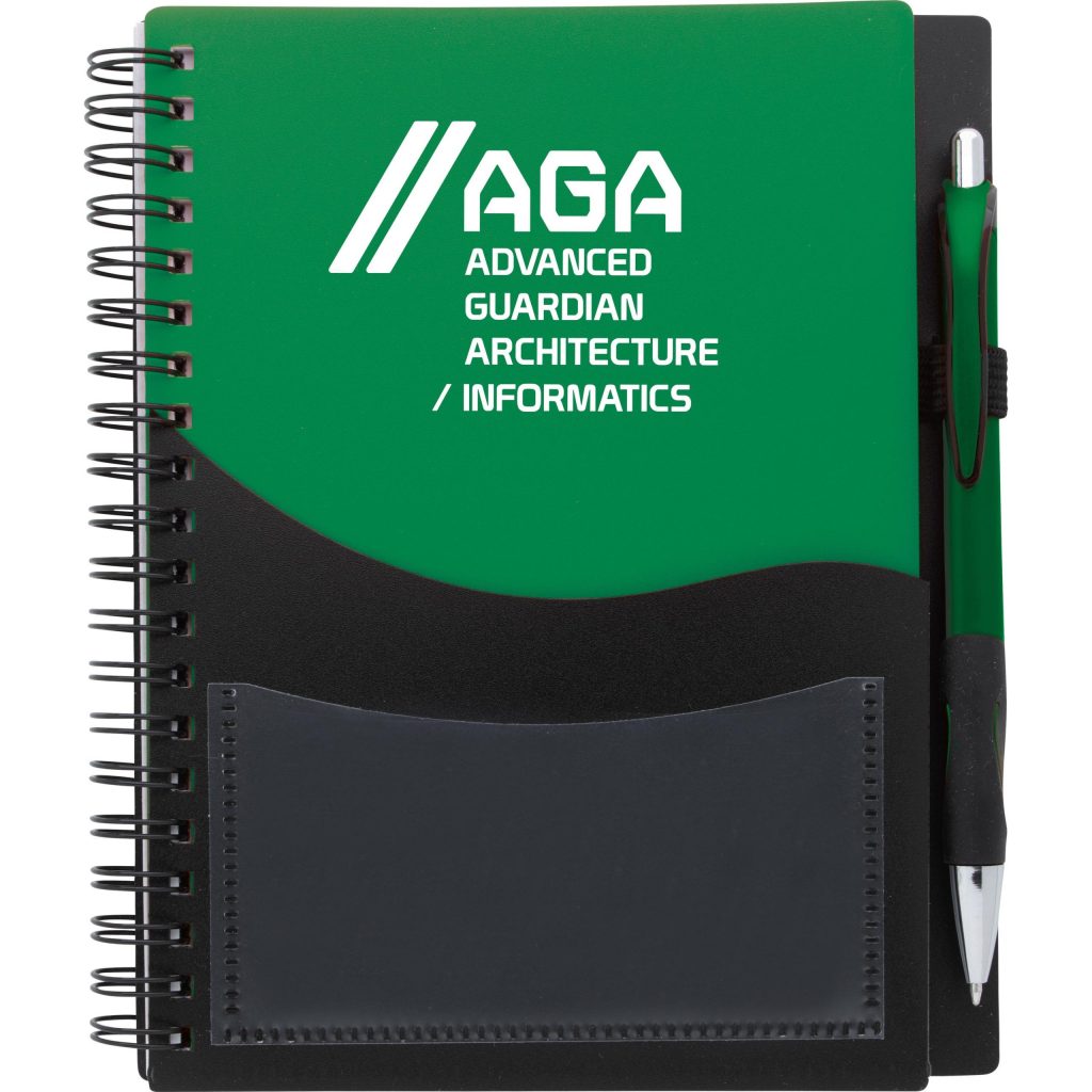 Logo Tide Pocket Notebooks with Tide Grip Pen - Promotional Pens Singapore - Gifts VV Available in 4 amazing item colors 客製 - Promotional Pens Singapore - Gifts VV Green / Black Tide Pocket Notebook with Tide Grip Pen