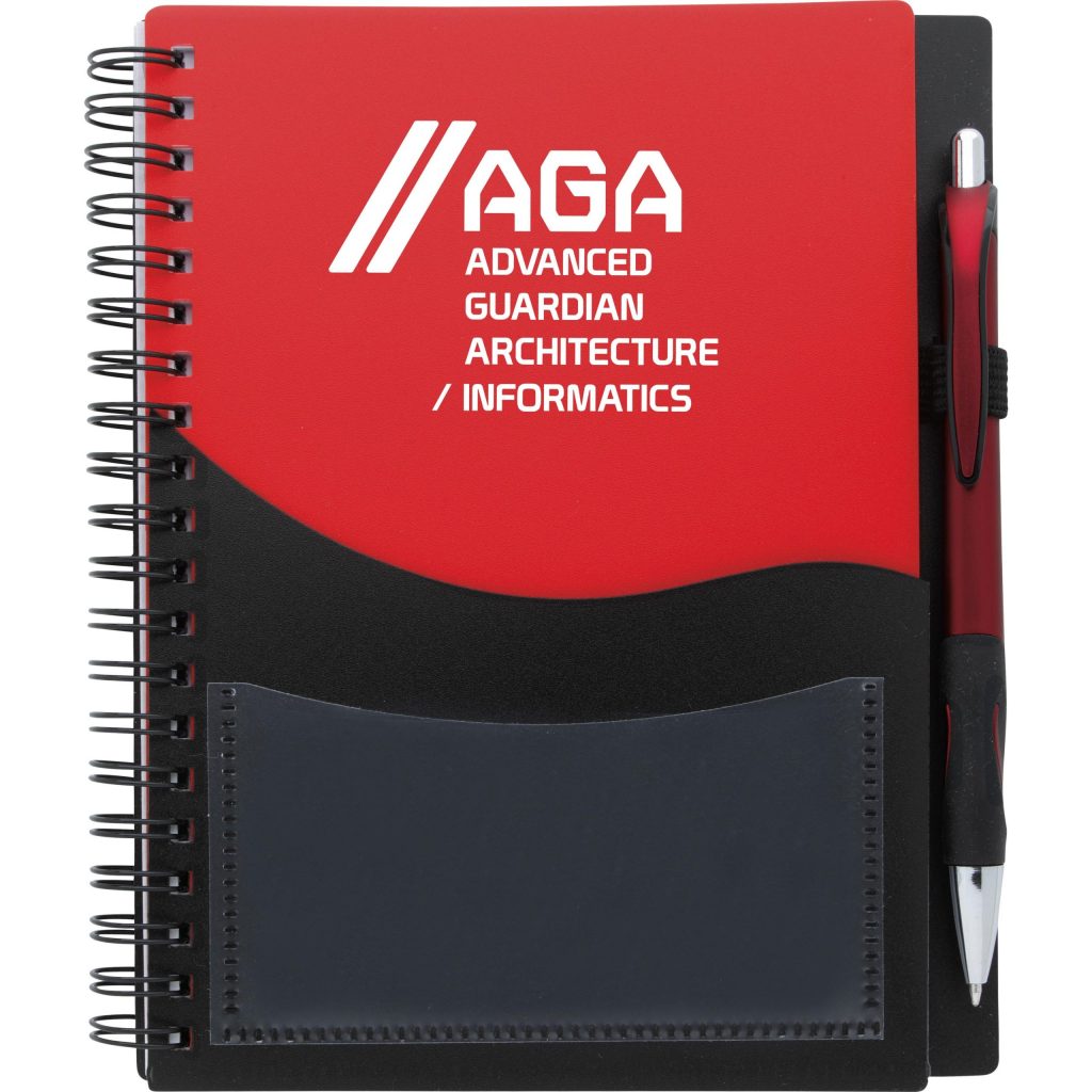 Logo Tide Pocket Notebooks with Tide Grip Pen - Promotional Pens Singapore - Gifts VV Available in 4 amazing item colors 客製 - Promotional Pens Singapore - Gifts VV Red / Black Tide Pocket Notebook with Tide Grip Pen