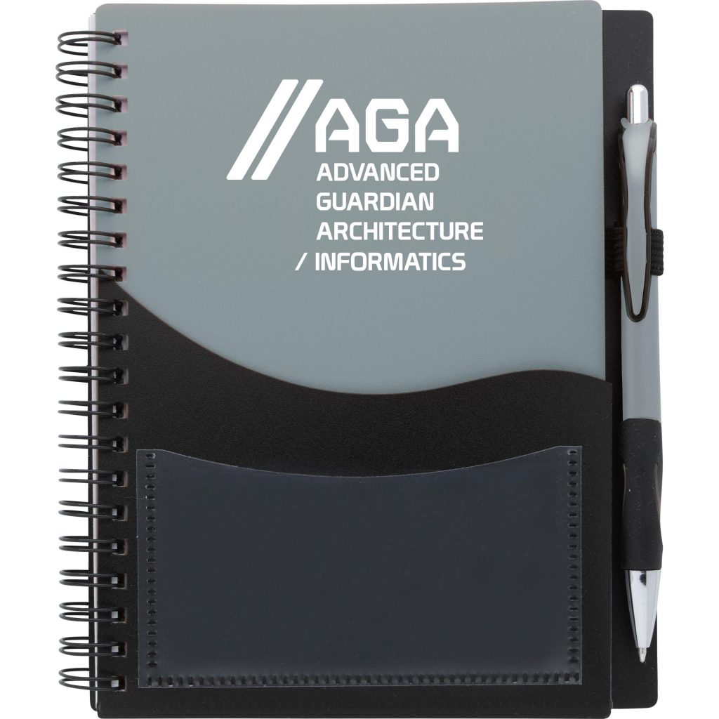 Logo Tide Pocket Notebooks with Tide Grip Pen - Promotional Pens Singapore - Gifts VV Available in 4 amazing item colors 客製 - Promotional Pens Singapore - Gifts VV Silver / Black Tide Pocket Notebook with Tide Grip Pen