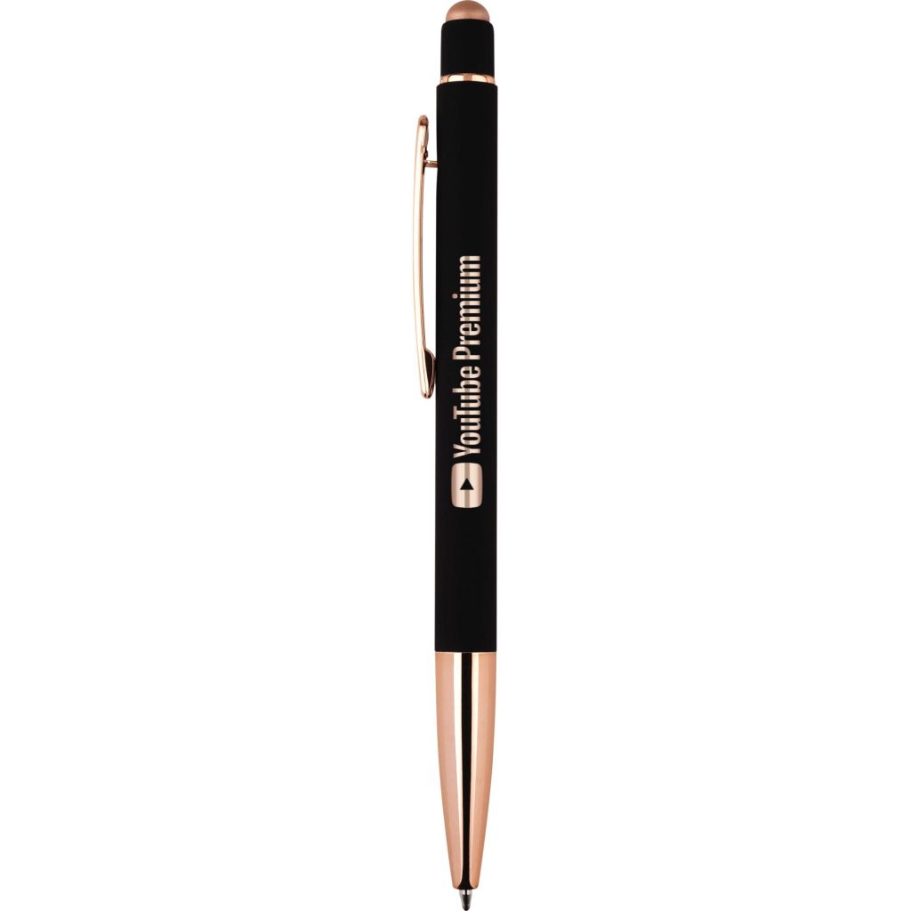 Black / Rose Gold Top Notch Reflection 2-in-1 Ballpoint Pen and Stylus