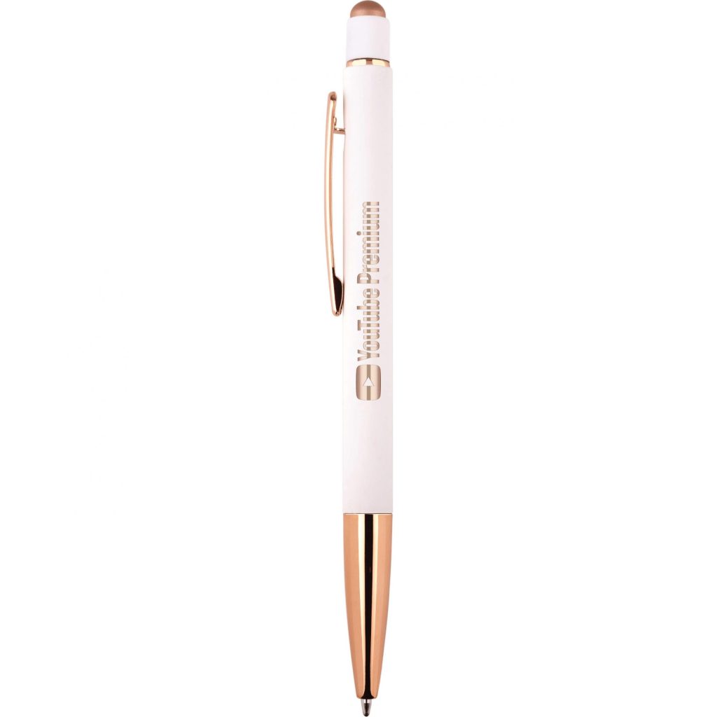 White / Rose Gold Top Notch Reflection 2-in-1 Ballpoint Pen and Stylus