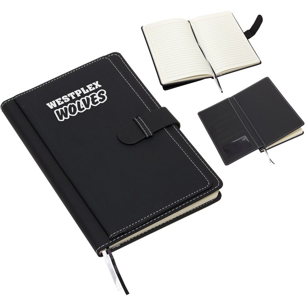 Logo Travel Journals with Card Pockets - Promotional Pens Singapore - Gifts VV Available in 3 exciting item colors 客製 - Promotional Pens Singapore - Gifts VV Black Travel Journal with Card Pockets