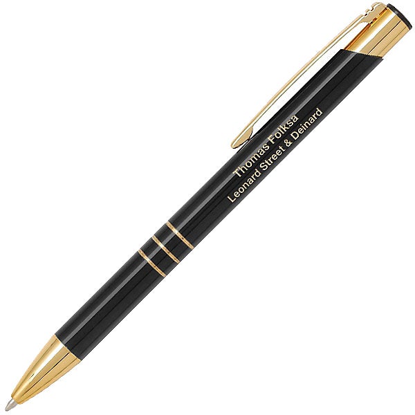 Logo Triple Gold Click Pens - Promotional Pens Singapore - Gifts VV Available in 4 exciting item colors 客製 - Promotional Pens Singapore - Gifts VV Black Triple Gold Click Pen