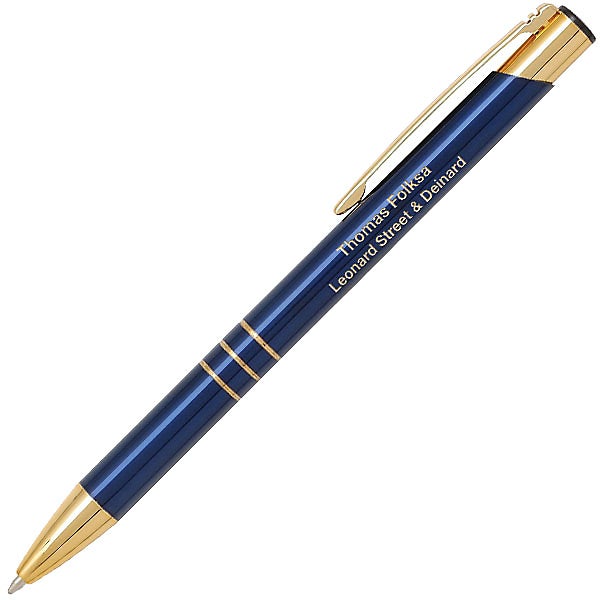 Logo Triple Gold Click Pens - Promotional Pens Singapore - Gifts VV Available in 4 exciting item colors 客製 - Promotional Pens Singapore - Gifts VV Blue Triple Gold Click Pen