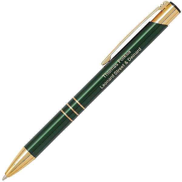 Logo Triple Gold Click Pens - Promotional Pens Singapore - Gifts VV Available in 4 exciting item colors 客製 - Promotional Pens Singapore - Gifts VV Green Triple Gold Click Pen