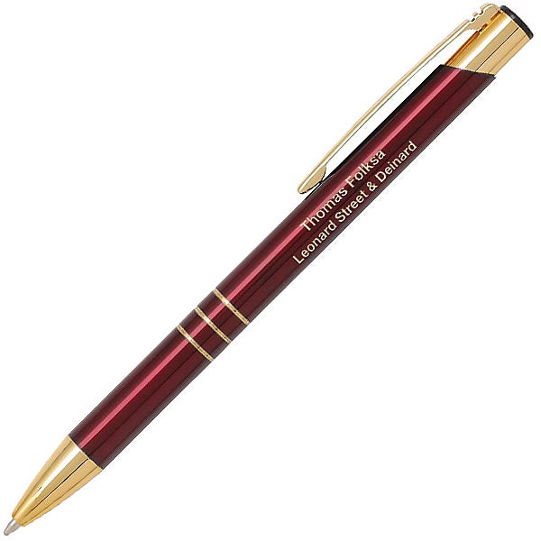 Logo Triple Gold Click Pens - Promotional Pens Singapore - Gifts VV Available in 4 exciting item colors 客製 - Promotional Pens Singapore - Gifts VV Burgundy Triple Gold Click Pen