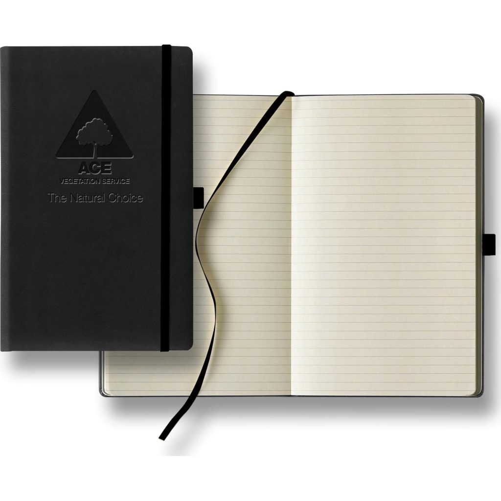 Custom Tucson Edge Medium Ivory Journals - Promotional Pens Singapore - Gifts VV Free Setup 客製 - Promotional Pens Singapore - Gifts VV Black Tucson Edge Medium Ivory Journal