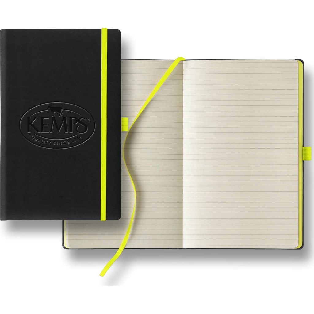Custom Tucson Edge Medium Ivory Journals - Promotional Pens Singapore - Gifts VV Free Setup 客製 - Promotional Pens Singapore - Gifts VV Black / Lime Tucson Edge Medium Ivory Journal