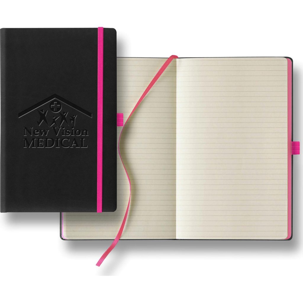 Custom Tucson Edge Medium Ivory Journals - Promotional Pens Singapore - Gifts VV Free Setup 客製 - Promotional Pens Singapore - Gifts VV Black / Pink Tucson Edge Medium Ivory Journal