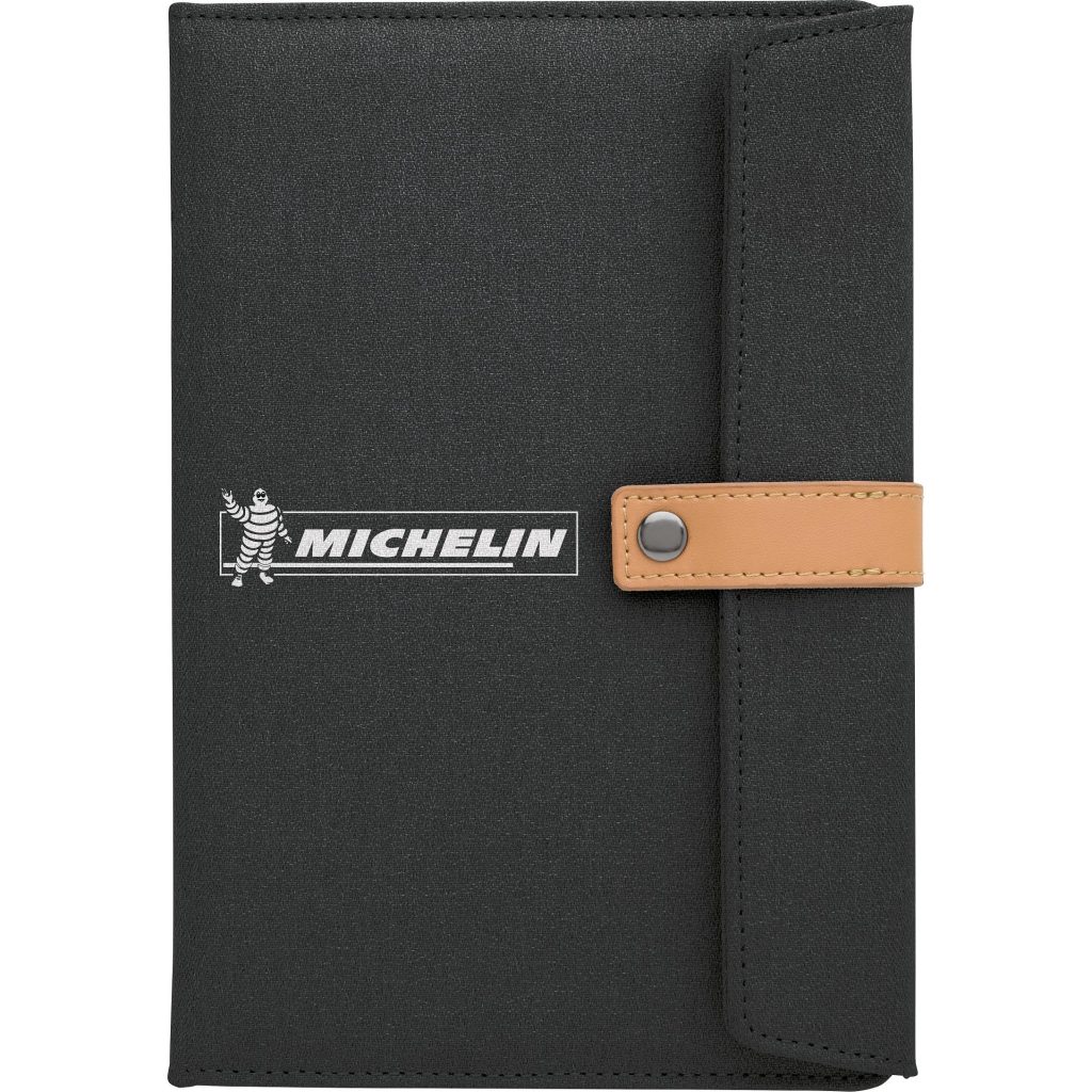 Advertising Two-Tone Journals with Leather Closure - Promotional Pens Singapore - Gifts VV Available in 3 awesome item colors 客製 - Promotional Pens Singapore - Gifts VV Black Two-Tone Journal with Leather Closure