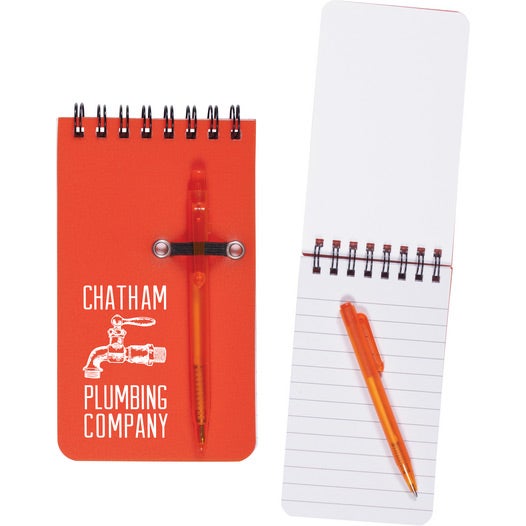 Printed Value Mini Notes and Pens - Promotional Pens Singapore - Gifts VV Available in 6 amazing item colors 客製 - Promotional Pens Singapore - Gifts VV Orange Value Mini Jotter and Pen