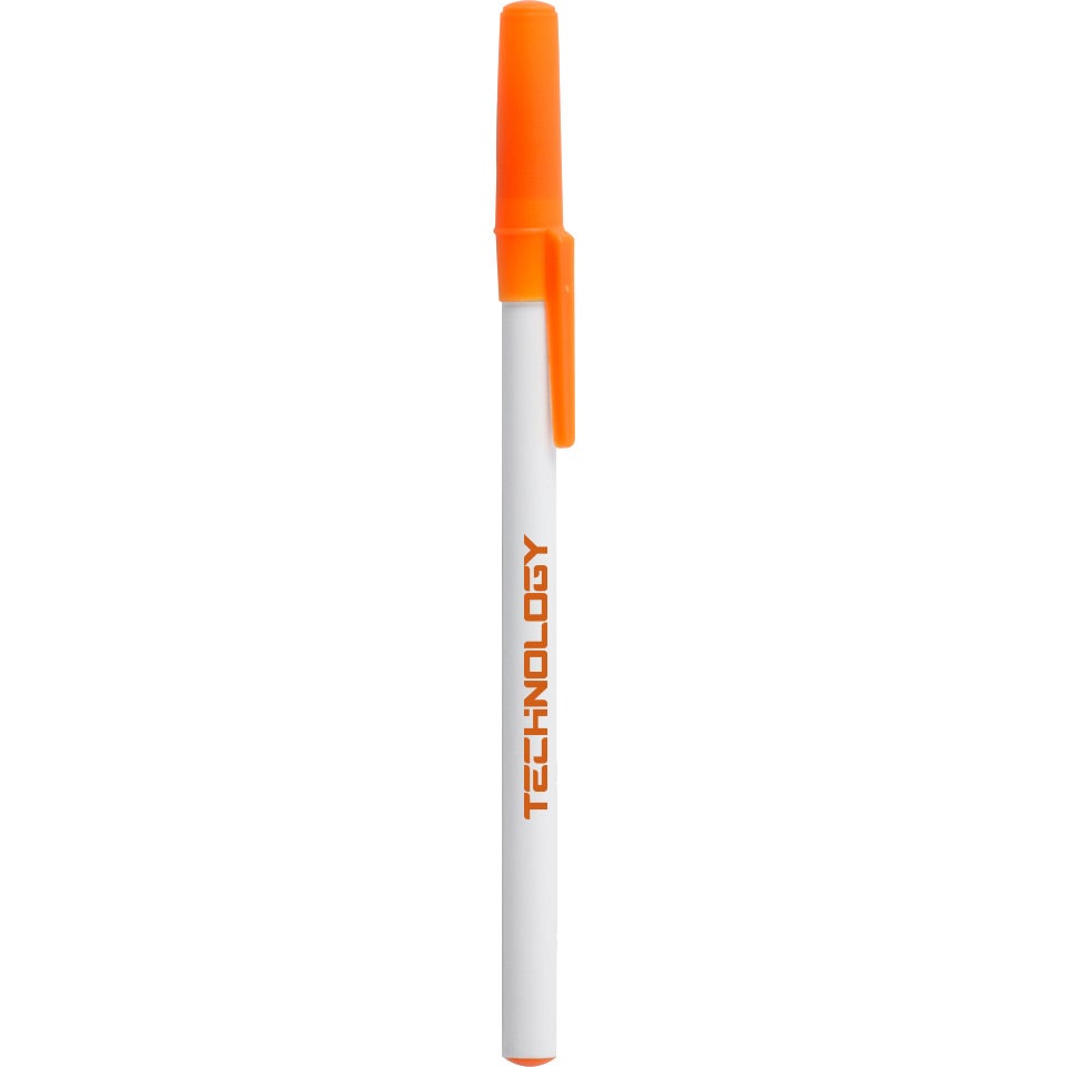 Marketing Value Stick Pens - Promotional Pens Singapore - Gifts VV Available in 13 amazing item colors 客製 - Promotional Pens Singapore - Gifts VV White / Orange Value Stick Pen