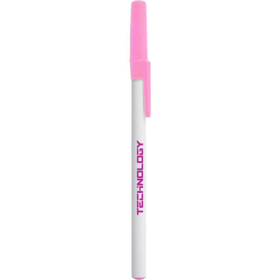Marketing Value Stick Pens - Promotional Pens Singapore - Gifts VV Available in 13 amazing item colors 客製 - Promotional Pens Singapore - Gifts VV White / Pink Value Stick Pen