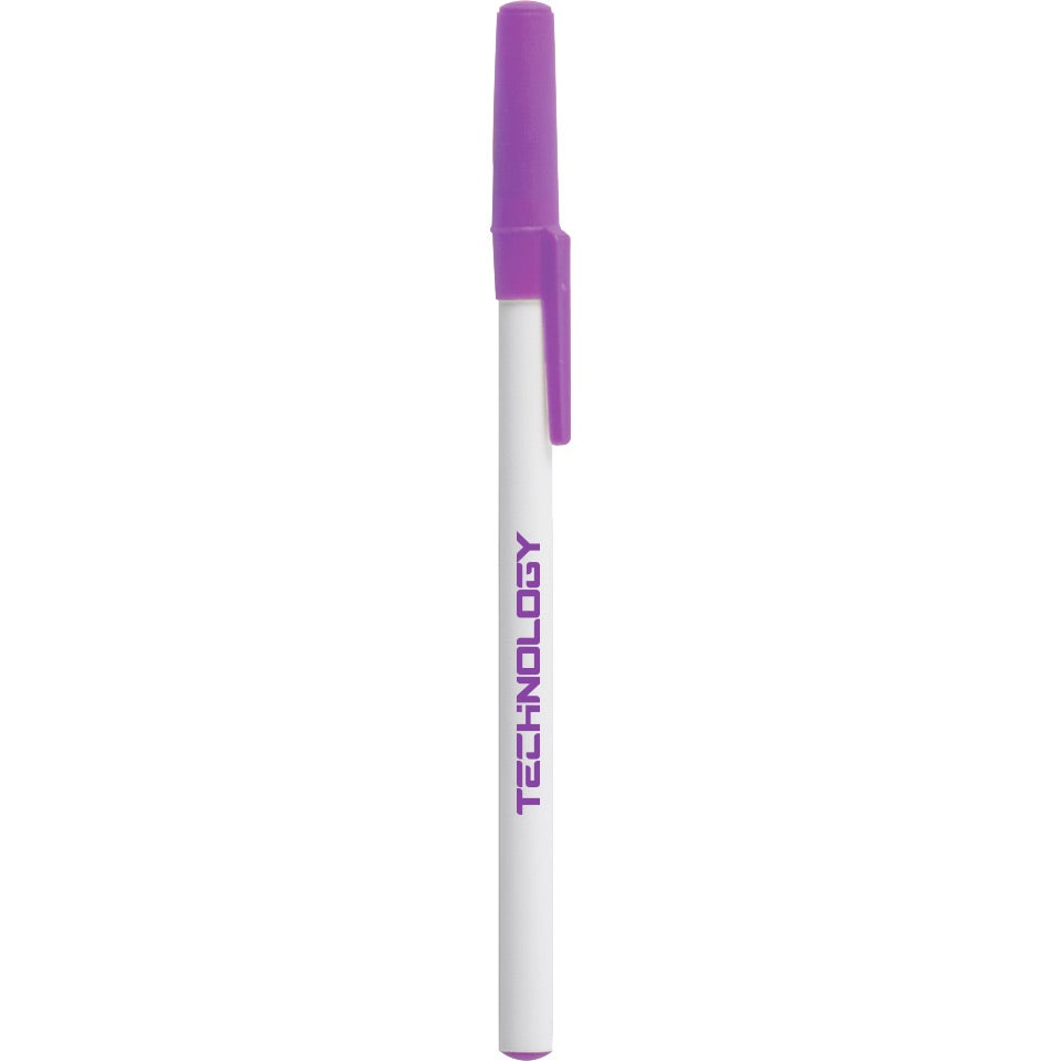 Marketing Value Stick Pens - Promotional Pens Singapore - Gifts VV Available in 13 amazing item colors 客製 - Promotional Pens Singapore - Gifts VV White / Purple Value Stick Pen