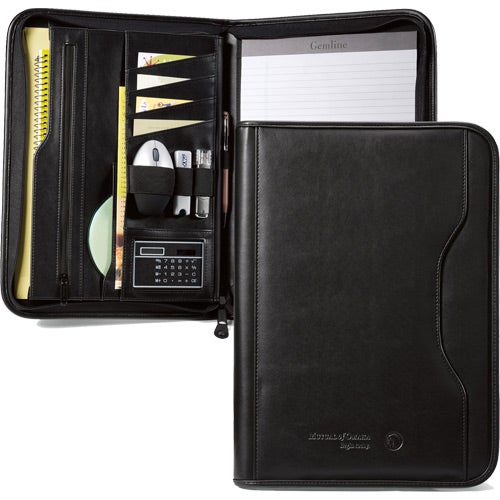 Customized Wall Street Padfolios II - Promotional Pens Singapore - Gifts VV Free decoration debossed 客製 - Promotional Pens Singapore - Gifts VV Black Wall Street Padfolio II