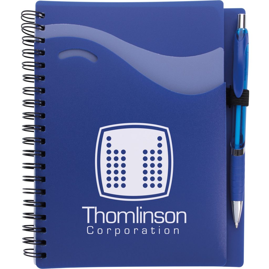 Printed Wave Notebooks with Epiphany Pen - Promotional Pens Singapore - Gifts VV Available in 5 exciting item colors 客製 - Promotional Pens Singapore - Gifts VV Blue Wave Notebook with Epiphany Pen