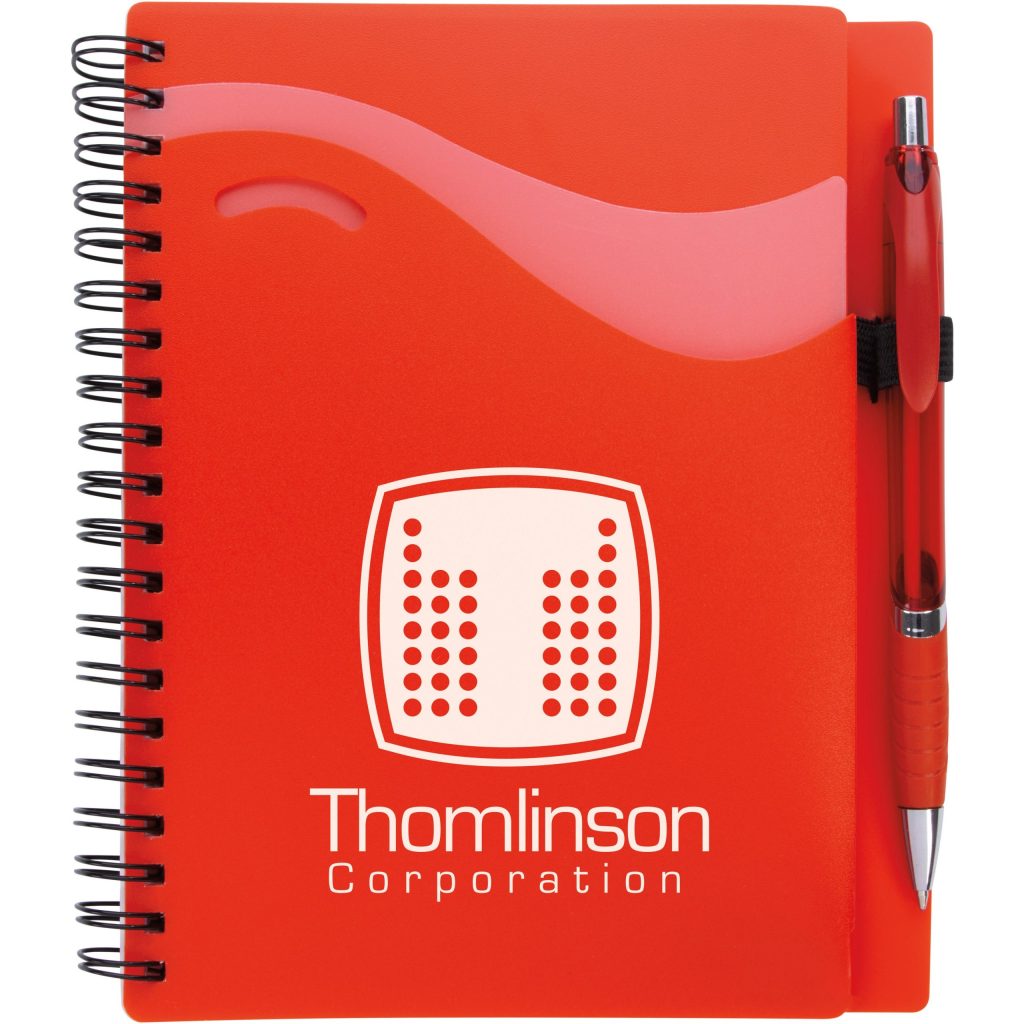 Printed Wave Notebooks with Epiphany Pen - Promotional Pens Singapore - Gifts VV Available in 5 exciting item colors 客製 - Promotional Pens Singapore - Gifts VV Red Wave Notebook with Epiphany Pen