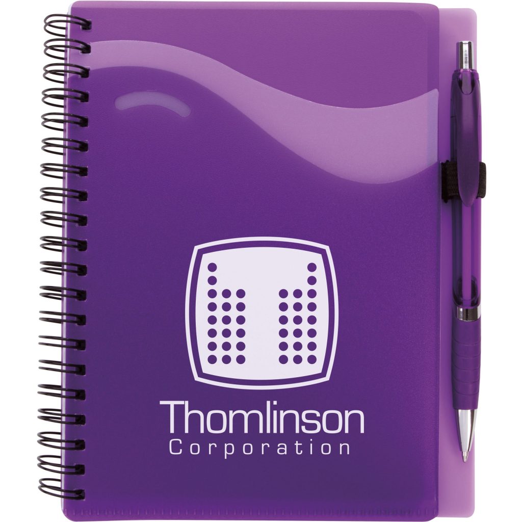 Printed Wave Notebooks with Epiphany Pen - Promotional Pens Singapore - Gifts VV Available in 5 exciting item colors 客製 - Promotional Pens Singapore - Gifts VV Purple Wave Notebook with Epiphany Pen