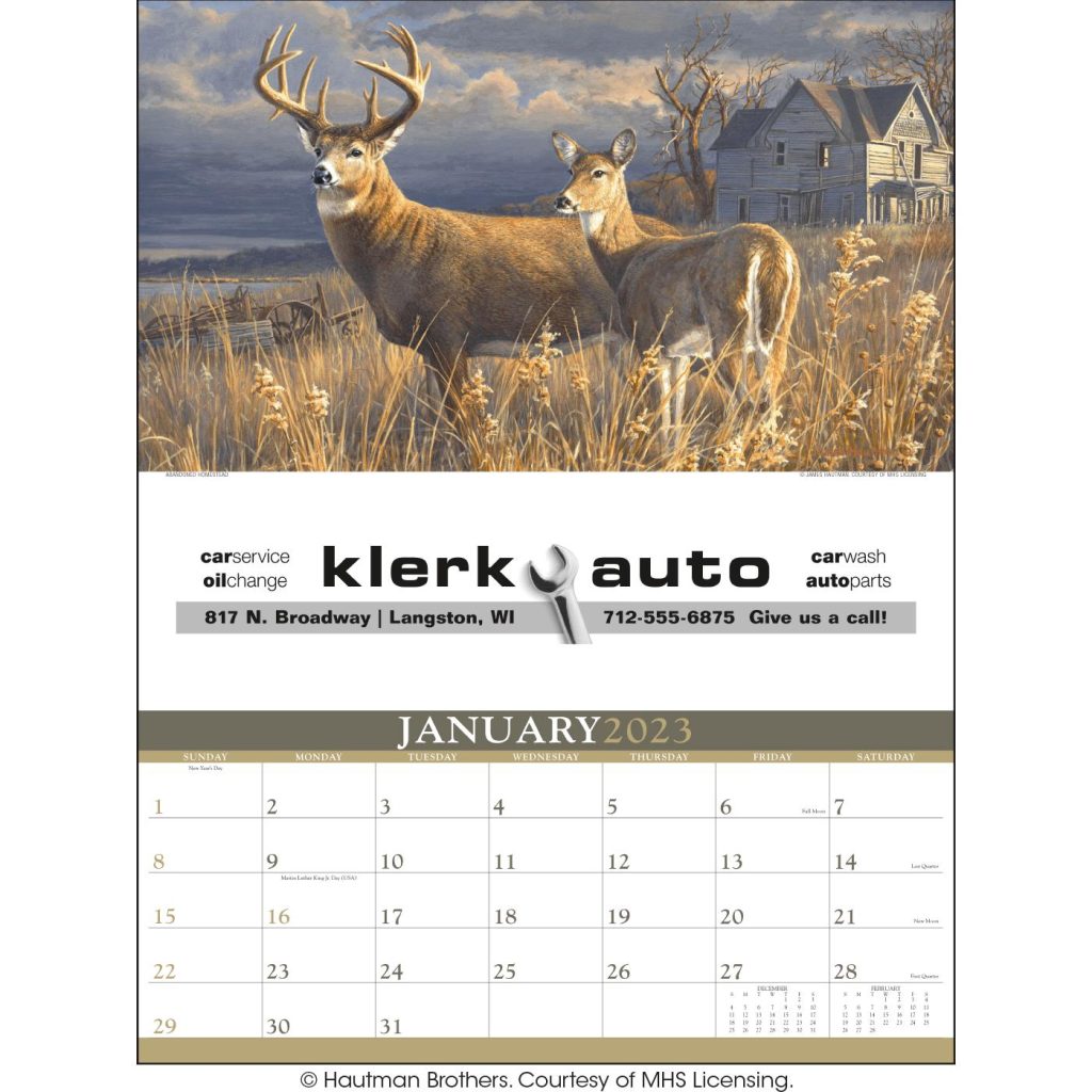 Imprinted Wildlife Art Calendars by Hautman Brothers - Promotional Pens Singapore - Gifts VV Free Setup 客製 - Promotional Pens Singapore - Gifts VV See Item Wildlife Art Calendar by Hautman Brothers